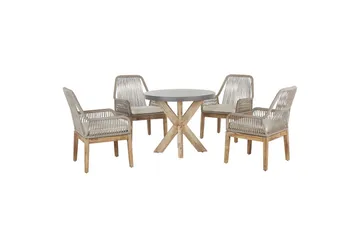Trädgårdsmöbelset Beliani Olbia med runt betongbord Grey||Beige||Light wood - Hagemøbler - Hagegruppe - Spisegrupper hage