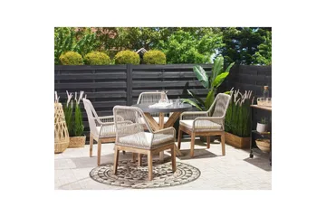 Trädgårdsmöbelset Beliani Olbia med runt betongbord Grey||Beige||Light wood - Hagemøbler - Hagegruppe - Spisegrupper hage