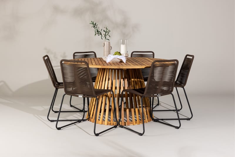 Tucumán Spisegruppe + 6 stoler - Natur - Hagemøbler - Hagegruppe - Spisegrupper hage