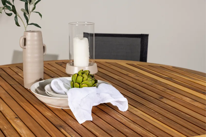 Tucumán Spisegruppe 120 cm Rund med 6 Alina Stoler - Natur - Hagemøbler - Hagegruppe - Spisegrupper hage
