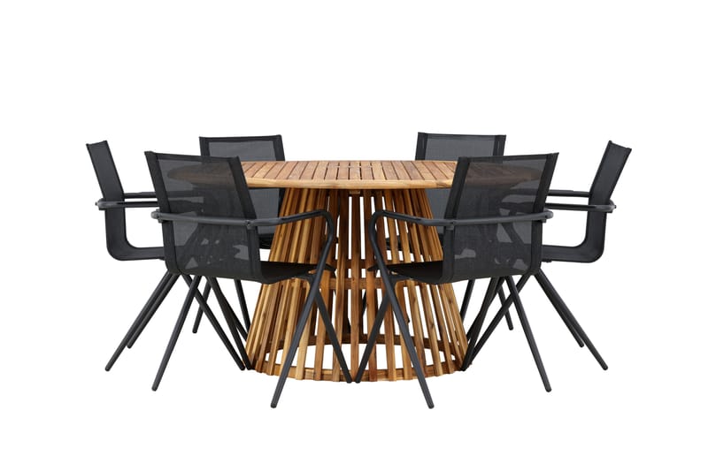 Tucumán Spisegruppe 120 cm Rund med 6 Alina Stoler - Natur - Hagemøbler - Hagegruppe - Spisegrupper hage