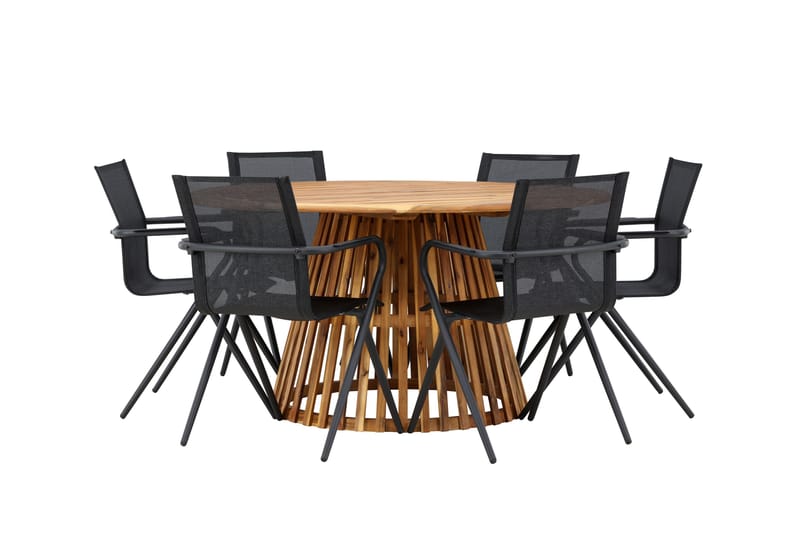 Tucumán Spisegruppe 120 cm Rund med 6 Alina Stoler - Natur - Hagemøbler - Hagegruppe - Spisegrupper hage
