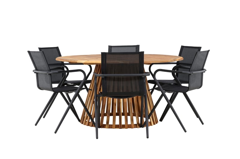 Tucumán Spisegruppe 120 cm Rund med 6 Alina Stoler - Natur - Hagemøbler - Hagegruppe - Spisegrupper hage