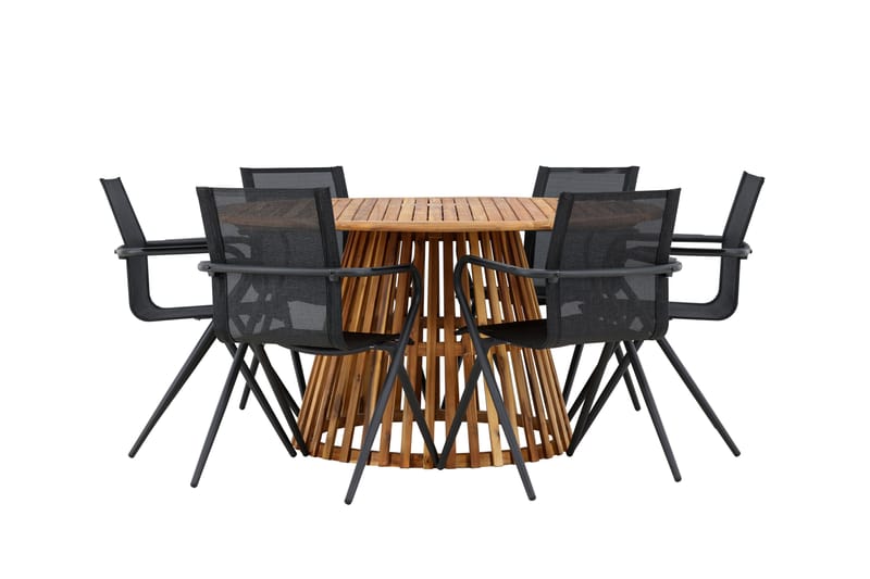 Tucumán Spisegruppe 120 cm Rund med 6 Alina Stoler - Natur - Hagemøbler - Hagegruppe - Spisegrupper hage