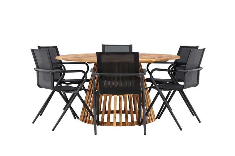 Tucumán Spisegruppe 120 cm Rund med 6 Alina Stoler - Natur - Hagemøbler - Hagegruppe - Spisegrupper hage