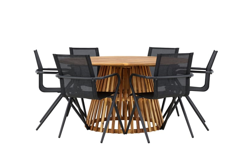 Tucumán Spisegruppe 120 cm Rund med 6 Alina Stoler - Natur - Hagemøbler - Hagegruppe - Spisegrupper hage