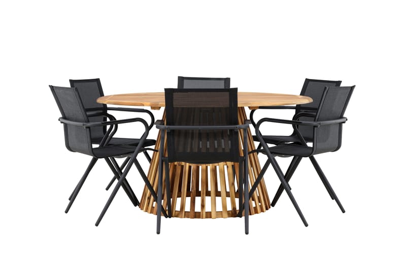 Tucumán Spisegruppe 120 cm Rund med 6 Alina Stoler - Natur - Hagemøbler - Hagegruppe - Spisegrupper hage
