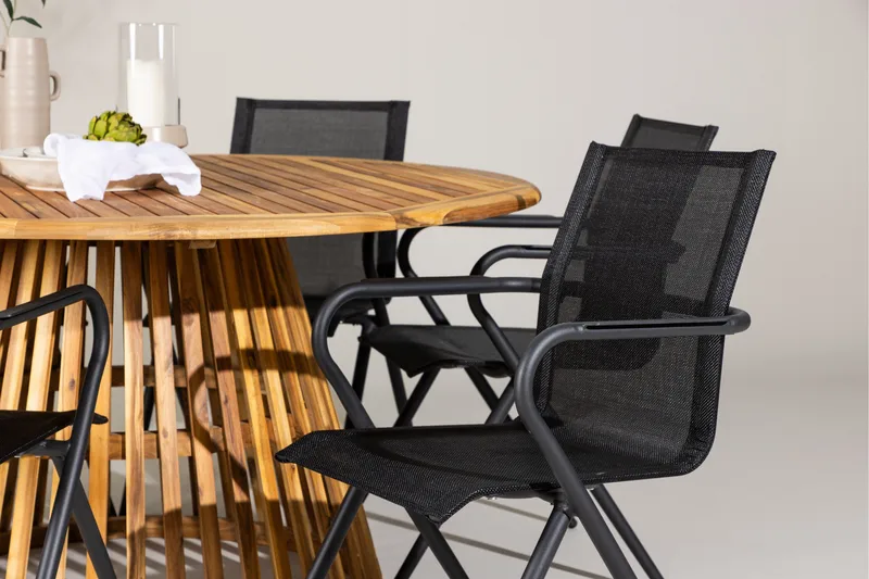 Tucumán Spisegruppe 120 cm Rund med 6 Alina Stoler - Natur - Hagemøbler - Hagegruppe - Spisegrupper hage