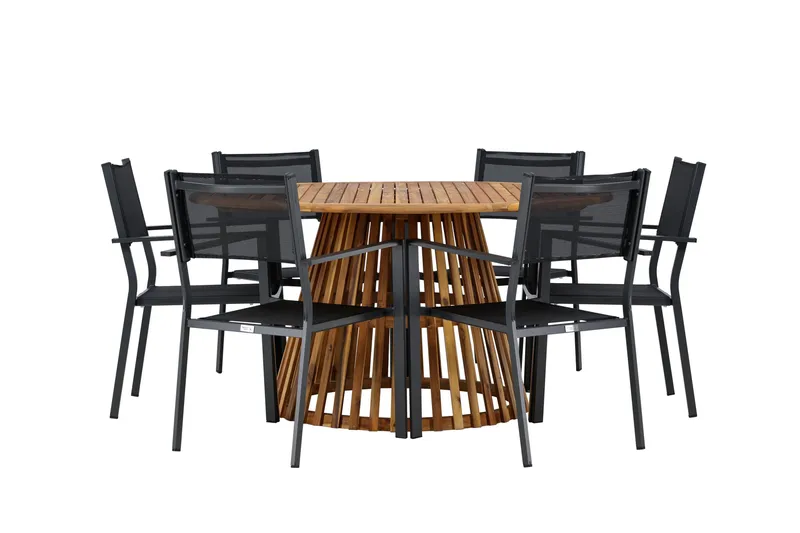 Tucumán Spisegruppe 120 cm Rund med 6 Copacabana Stoler - Natur - Hagemøbler - Hagegruppe - Spisegrupper hage