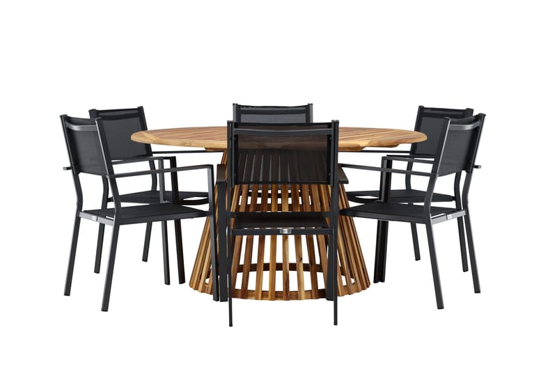 Tucumán Spisegruppe 120 cm Rund med 6 Copacabana Stoler - Natur - Hagemøbler - Hagegruppe - Spisegrupper hage