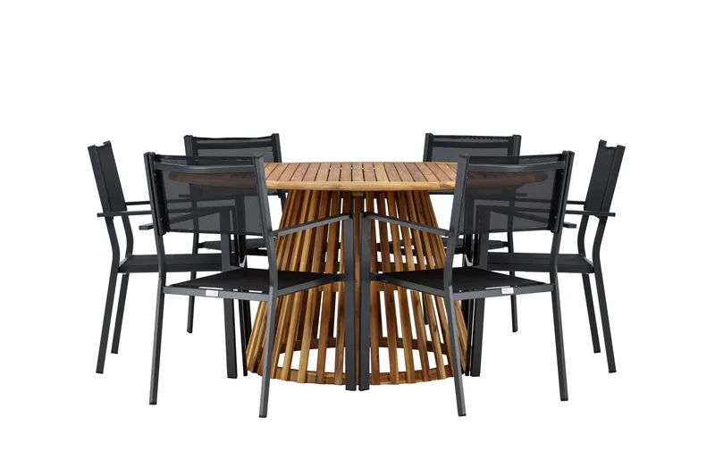 Tucumán Spisegruppe 120 cm Rund med 6 Copacabana Stoler, Natur