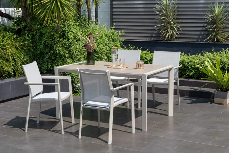 Urbanite Spisegruppe Utendørs 160 cm 4 Lenestoler - Grå - Hagemøbler - Hagegruppe - Spisegrupper hage
