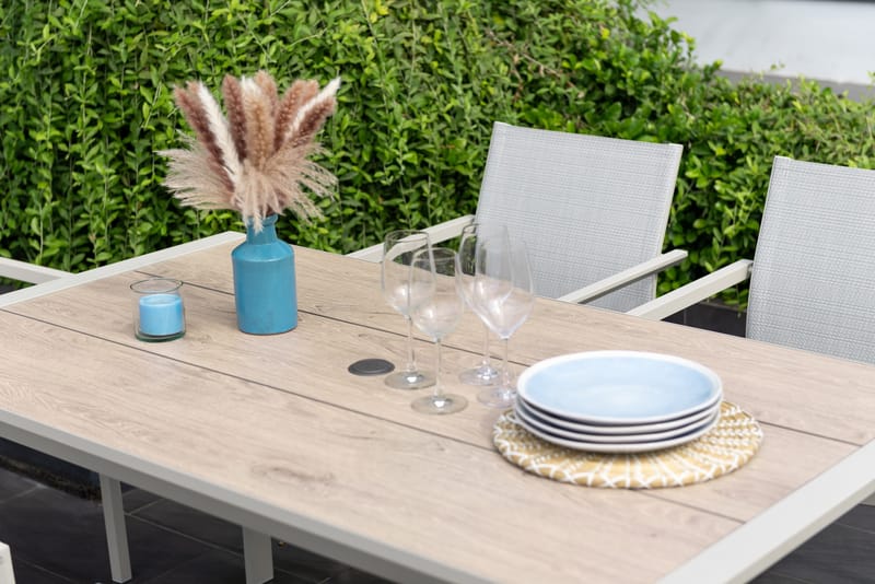 Urbanite Spisegruppe Utendørs 160 cm 6 Lenestoler - Grå - Hagemøbler - Hagegruppe - Spisegrupper hage