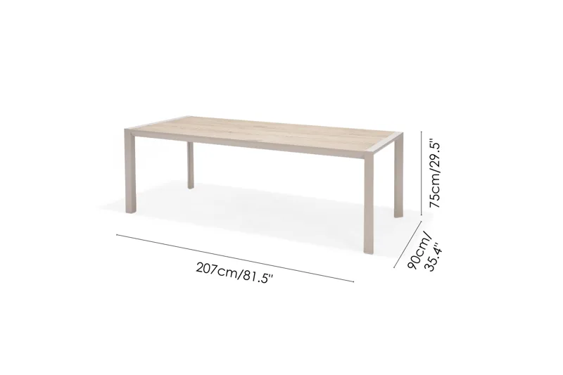 Urbanite Spisegruppe Utendørs 205 cm 8 Lenestoler - Grå - Hagemøbler - Hagegruppe - Spisegrupper hage