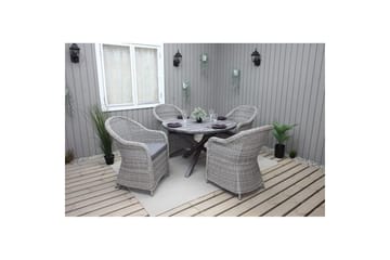 Utendørs møbelgruppe Ø 112 cm bord & 4 Belize grå stoler Grå - Grå - Hagemøbler - Hagegruppe - Spisegrupper hage