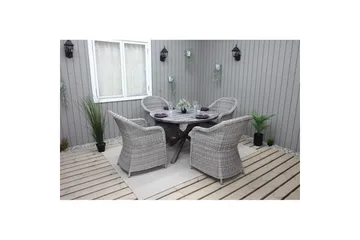 Utendørs møbelgruppe Ø 112 cm bord & 4 Belize grå stoler Grå - Grå - Hagemøbler - Hagegruppe - Spisegrupper hage