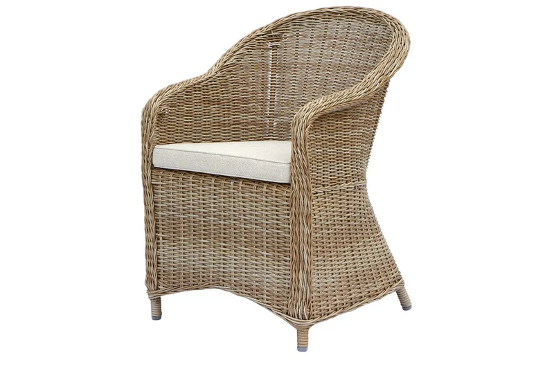 Utendørs møbelgruppe Ø 112 cm bord & 4 Belize naturlig stoler Brun - Brun - Hagemøbler - Hagegruppe - Spisegrupper hage