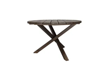 Utendørs møbelgruppe Ø 112 cm bord & 4 Merida grå stoler Brun - Brun - Hagemøbler - Hagegruppe - Spisegrupper hage