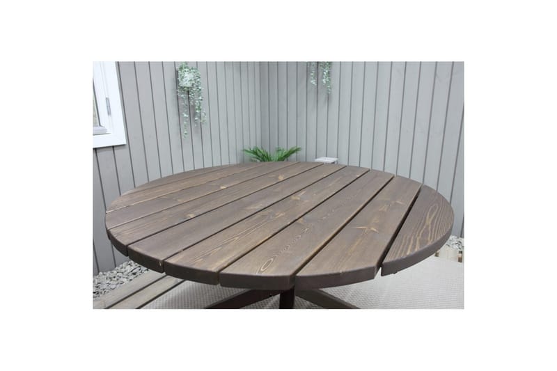 Utendørs møbelgruppe Ø 112 cm bord & 4 Merida grå stoler Brun - Brun - Hagemøbler - Hagegruppe - Spisegrupper hage