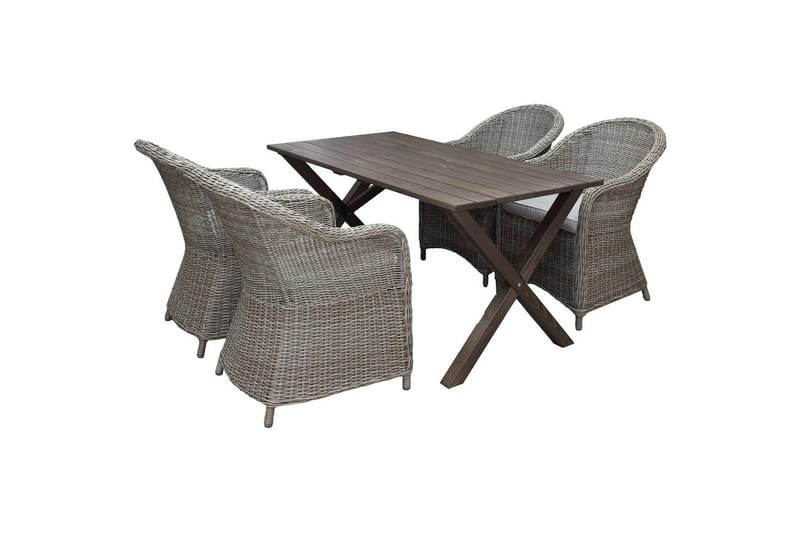 Utendørs møbelgruppe 150 cm bord & 4 Belize naturlig stoler Brun - Brun - Hagemøbler - Hagegruppe - Spisegrupper hage