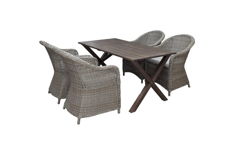Utendørs møbelgruppe 150 cm bord & 4 Belize naturlig stoler Brun - Brun - Hagemøbler - Hagegruppe - Spisegrupper hage