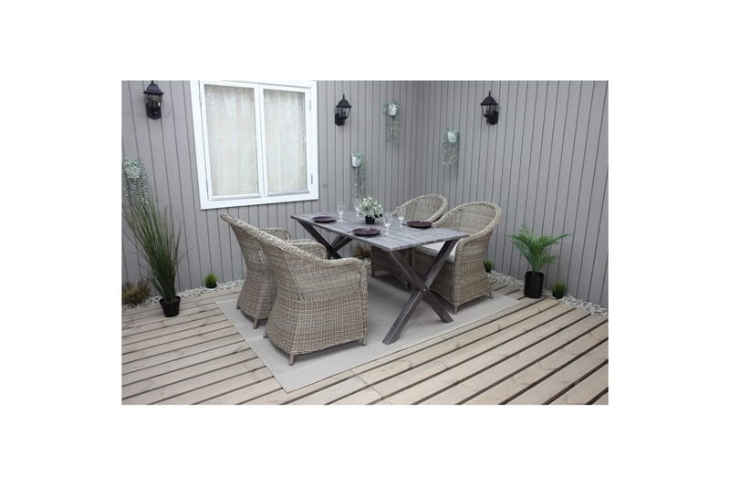 Utendørs møbelgruppe 150 cm bord & 4 Belize naturlig stoler Grå - Grå - Hagemøbler - Hagegruppe - Spisegrupper hage