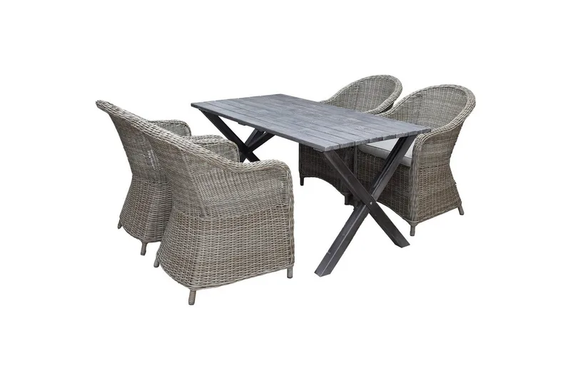 Utendørs møbelgruppe 150 cm bord & 4 Belize naturlig stoler Grå - Grå - Hagemøbler - Hagegruppe - Spisegrupper hage