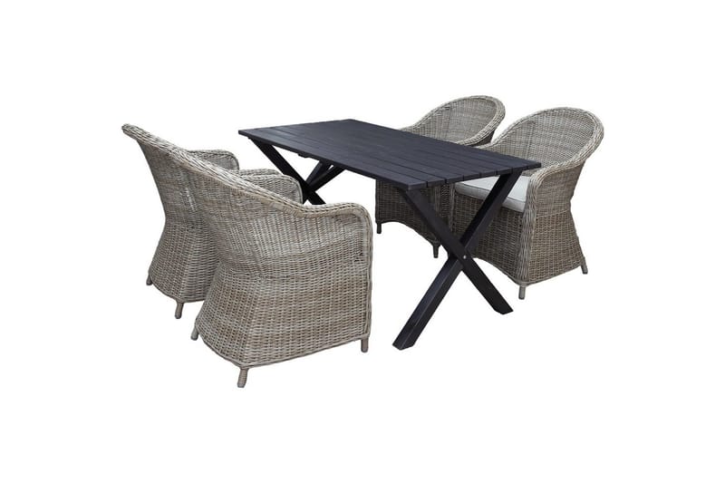 Utendørs møbelgruppe 150 cm bord & 4 Belize naturlig stoler Svart, Svart