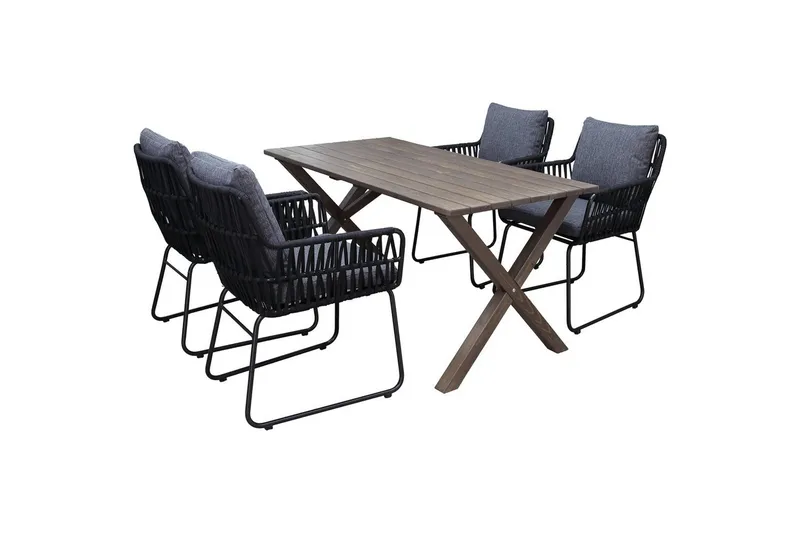 Utendørs møbelgruppe 150 cm bord & 4 Levanto grå stoler Brun, Brun