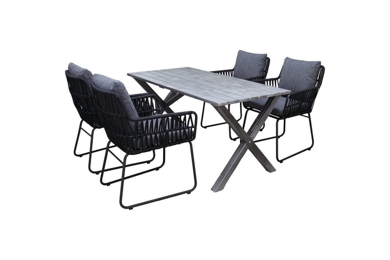 Utendørs møbelgruppe 150 cm bord & 4 Levanto grå stoler Grå, Grå