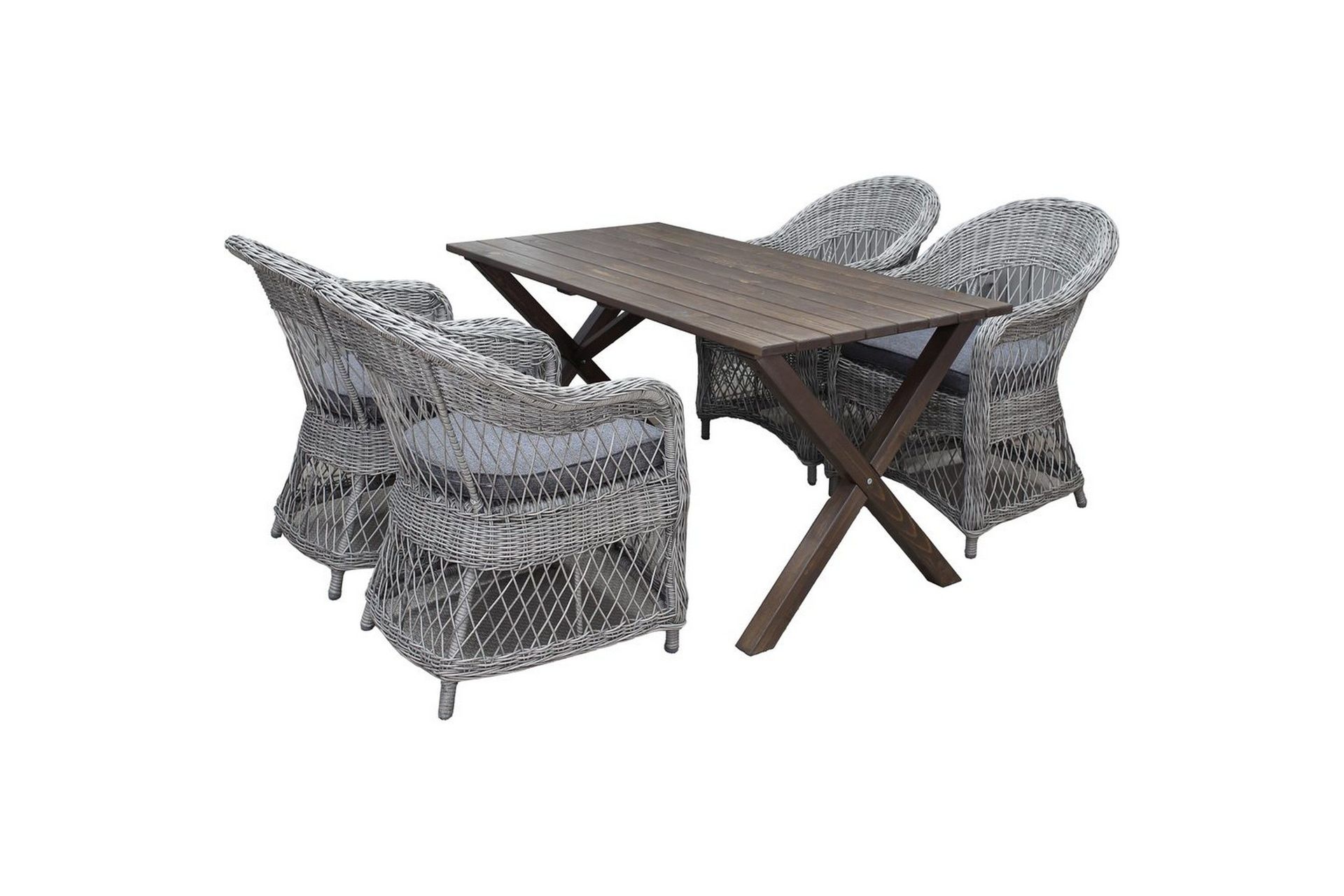 Utendørs møbelgruppe 150 cm bord & 4 Merida grå stoler Brun - Brun