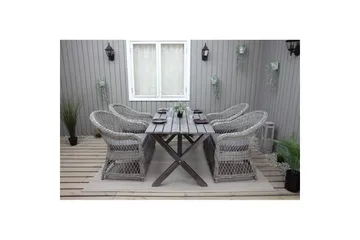 Utendørs møbelgruppe 150 cm bord & 4 Merida grå stoler Grå - Grå - Hagemøbler - Hagegruppe - Spisegrupper hage