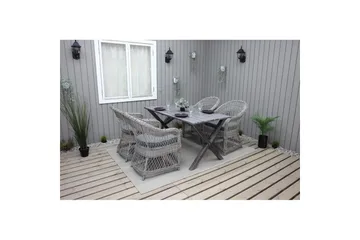 Utendørs møbelgruppe 150 cm bord & 4 Merida grå stoler Grå - Grå - Hagemøbler - Hagegruppe - Spisegrupper hage