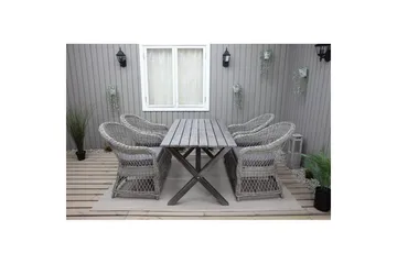 Utendørs møbelgruppe 150 cm bord & 4 Merida grå stoler Grå - Grå - Hagemøbler - Hagegruppe - Spisegrupper hage