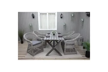 Utendørs møbelgruppe 150 cm bord & 4 Merida grå stoler Grå - Grå - Hagemøbler - Hagegruppe - Spisegrupper hage