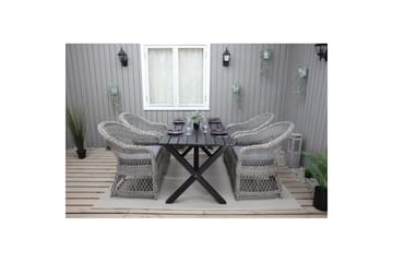 Utendørs møbelgruppe 150 cm bord & 4 Merida grå stoler Svart - Svart - Hagemøbler - Hagegruppe - Spisegrupper hage