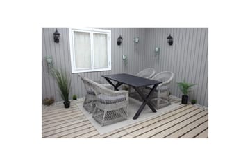 Utendørs møbelgruppe 150 cm bord & 4 Merida grå stoler Svart - Svart - Hagemøbler - Hagegruppe - Spisegrupper hage