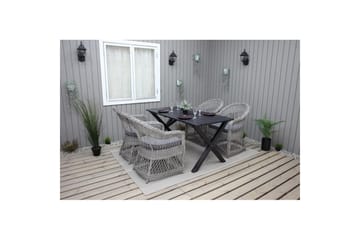 Utendørs møbelgruppe 150 cm bord & 4 Merida grå stoler Svart - Svart - Hagemøbler - Hagegruppe - Spisegrupper hage