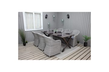 Utendørs møbelgruppe 190 cm Bord & 6 Belize grå stoler Brun - Brun - Hagemøbler - Hagegruppe - Spisegrupper hage