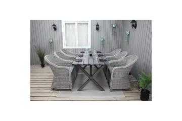 Utendørs møbelgruppe 190 cm Bord & 6 Belize grå stoler Grå - Grå - Hagemøbler - Hagegruppe - Spisegrupper hage