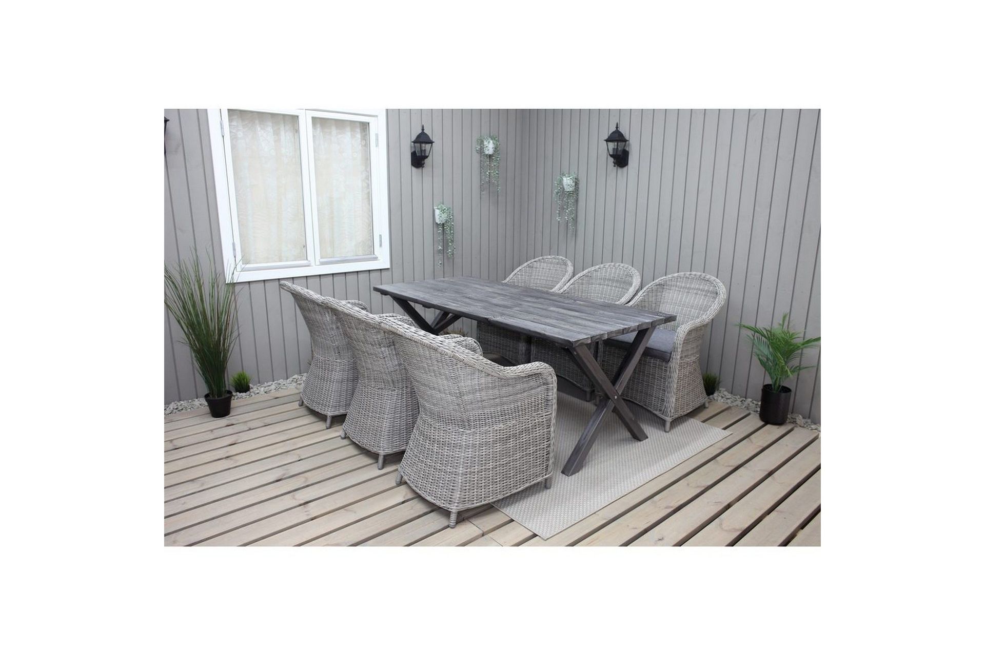 Utendørs møbelgruppe 190 cm Bord & 6 Belize grå stoler Grå - Grå