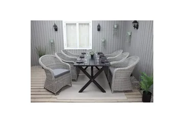 Utendørs møbelgruppe 190 cm Bord & 6 Belize grå stoler Svart - Svart - Hagemøbler - Hagegruppe - Spisegrupper hage