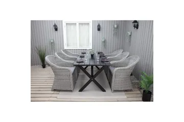 Utendørs møbelgruppe 190 cm Bord & 6 Belize grå stoler Svart - Svart - Hagemøbler - Hagegruppe - Spisegrupper hage