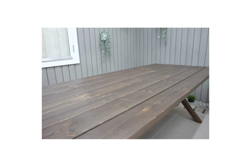 Utendørs møbelgruppe 190 cm Bord & 6 Levanto grå stoler Brun - Brun - Hagemøbler - Hagegruppe - Spisegrupper hage