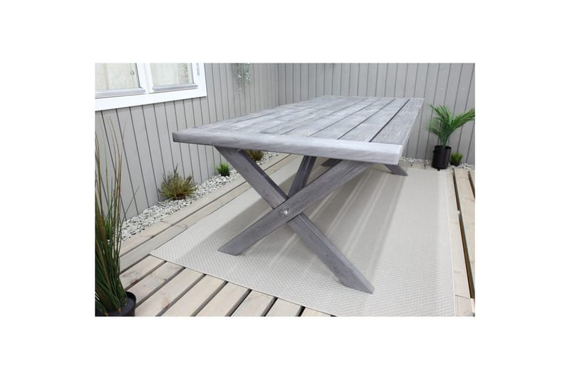 Utendørs møbelgruppe 220 cm bord 26 6 Levanto grå stoler Grå - Grå - Hagemøbler - Hagegruppe - Spisegrupper hage