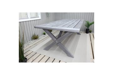 Utendørs møbelgruppe 220 cm bord 26 6 Merida grå stoler Grå - Grå - Hagemøbler - Hagegruppe - Spisegrupper hage