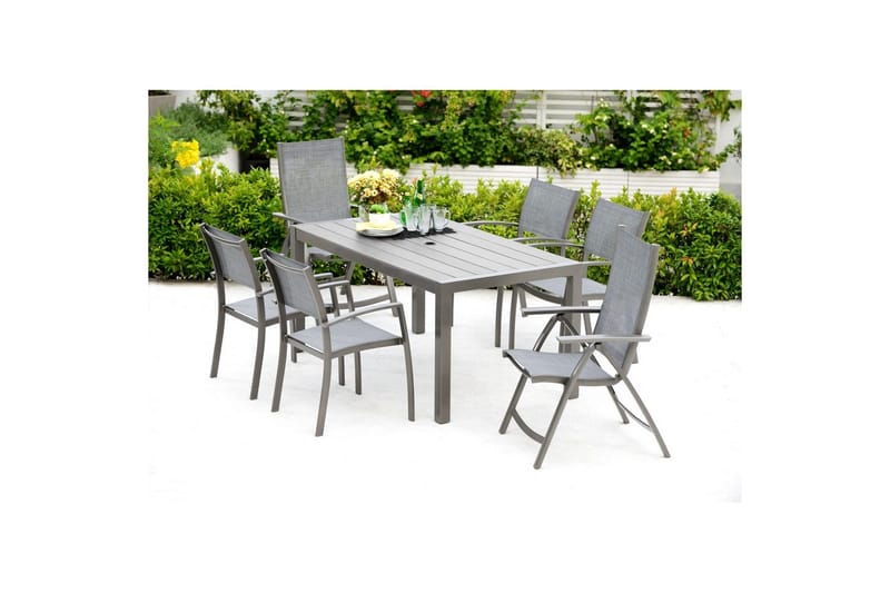 Utendørs møbelgruppe Lifestyle Garden Solana 163 cm 4 Carver stoler + 2 posisjonsstoler - 4 Carver stoler + 2 posisjonsstoler - Hagemøbler - Hagegruppe - Spisegrupper hage