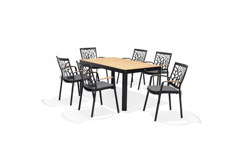 Utendørs møbelgruppe Lifestyle Garden Portals 161 cm 6 tre skjæringsstoler, 6 tre skjæringsstoler