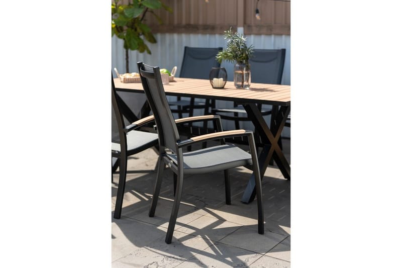 Utendørs møbelgruppe Lifestyle Garden Panama 200 cm 6 stablebar stoler + 2 posisjons stoler - 6 stablebar stoler + 2 posisjons stoler - Hagemøbler - Hagegruppe - Spisegrupper hage
