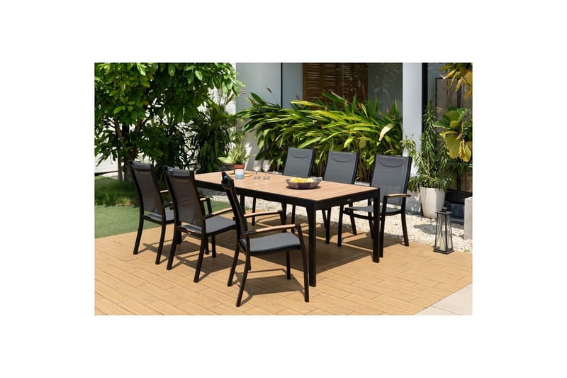 Utendørs møbelgruppe Lifestyle Garden Panama 210-300 cm 6 stablebar stoler + 2 posisjons stoler - 6 stablebar stoler + 2 posisjons stoler - Hagemøbler - Hagegruppe - Spisegrupper hage